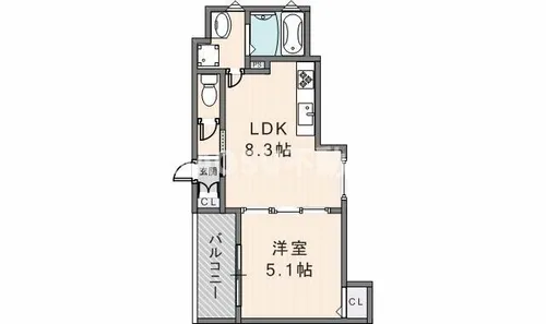 クリエオーレ吉田【201号室】の間取り