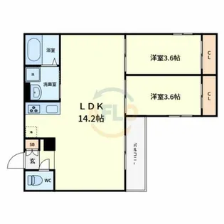 Tio住吉大社【2階】の間取り