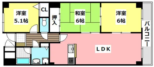 フェルザ南茨木【2階】の間取り