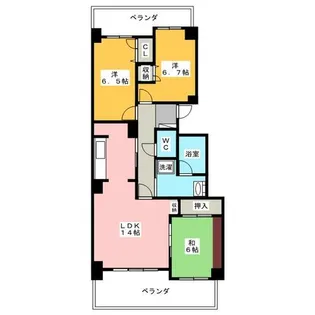 ウェルフォート幸川【9階】の間取り