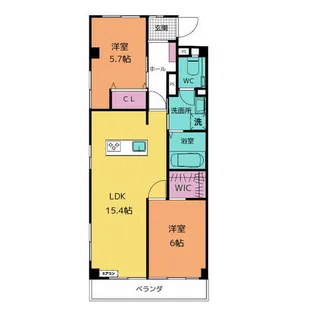 2LDKの間取り画像