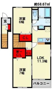 ベル フォンテーヌ A【2階】の間取り