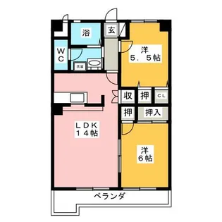 2LDKの間取り画像