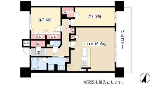 ロイヤルパークスERささしま【11階】の間取り