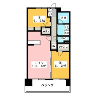 S-RESIDENCE茶屋ヶ坂East【14階】の間取り