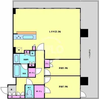 ブランズタワー御堂筋本町【23階】の間取り