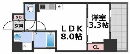 S-RESIDENCE難波西alter【8階】の間取り