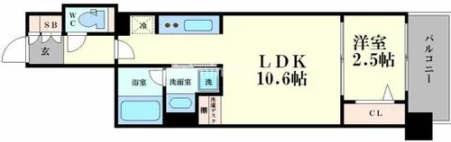 アーバネックス本町Ⅱ【9階】の間取り