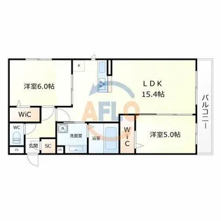 パサログランデ中安井【3階】の間取り