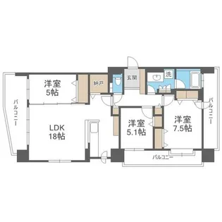 クリーンリバーフィネス手稲ステーションフロント【11階】の間取り