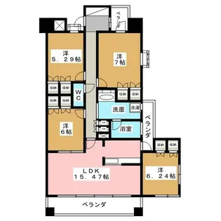 エスティメゾン東白壁【4階】の間取り