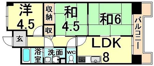 エイチツーオー杭瀬【6階】の間取り