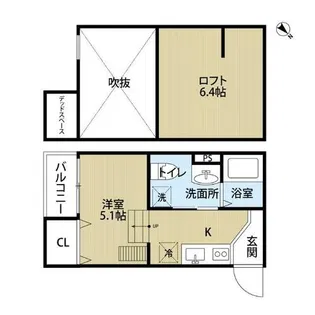 スカイヴィラ東難波【2階】の間取り