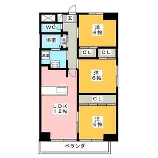 パークサイド雁宿1号館【4階】の間取り