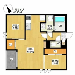 REGALESTグランソレイユ箱崎【2階】の間取り