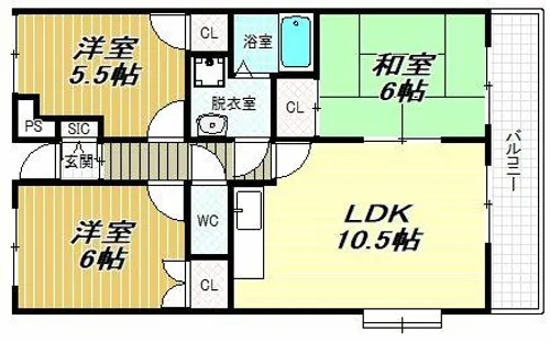 ウィングヒルズ羽曳野【1階】の間取り