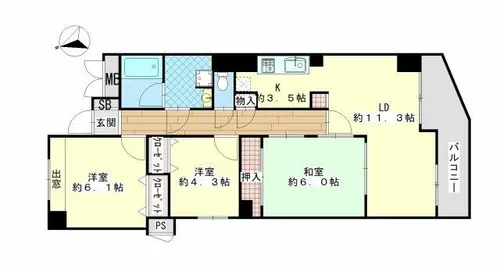 ステイツ神戸青谷・城の下通【3階】の間取り