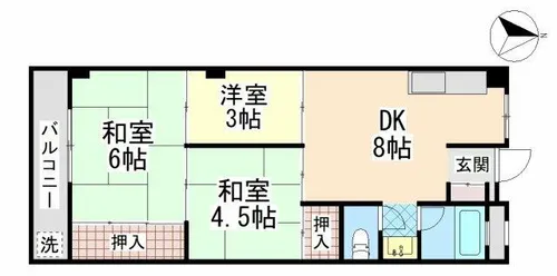 大和スカイハイツ【3階】の間取り