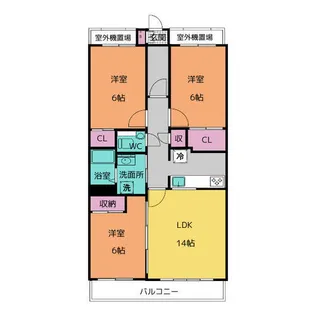 ビラ三秀山中【4階】の間取り