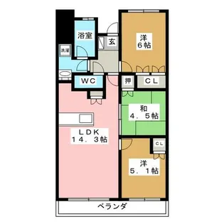 パークアクシス金山WEST【7階】の間取り