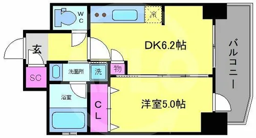 エステムコート北堀江Ⅱ【11階】の間取り
