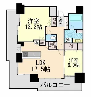 プラウドタワー住吉【21階】の間取り