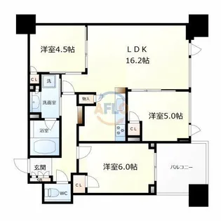 THE CROSS CITY TOWER【17階】の間取り