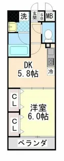 1DKの間取り画像
