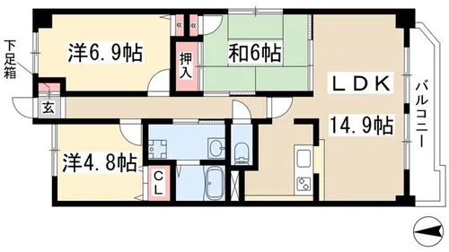 クレストステージ御器所【6階】の間取り