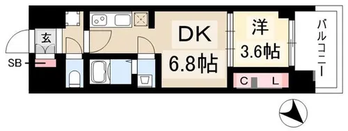 プレサンス ジェネ 上前津【0407号室】の間取り