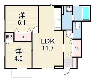 ベルヴィル明石【1階】の間取り