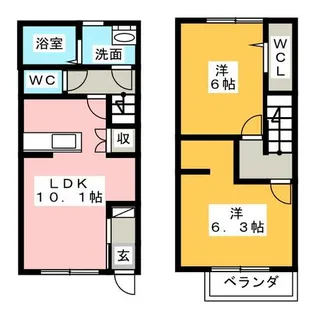 愛知県弥富市鯏浦町上六【テラスハウス】の間取り