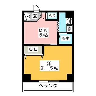 1DKの間取り画像