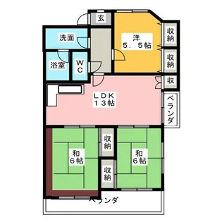 ユニーブル植田パークマンション【3階】の間取り