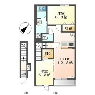 2LDKの間取り画像