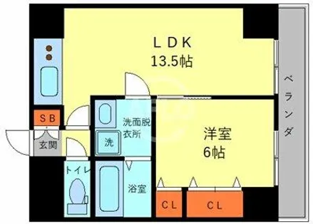グランテージ新深江【9階】の間取り