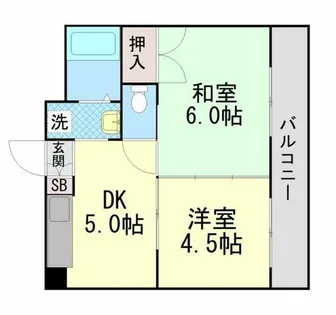 スカイハイツ五和【2階】の間取り
