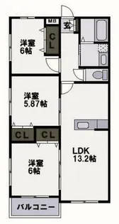ブランボヌール小倉【5階】の間取り