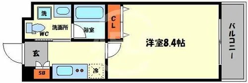グランツ西大橋【8階】の間取り