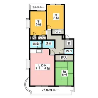 万場山ハイツ【2階】の間取り