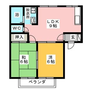 シモン滝の水A棟【2階】の間取り