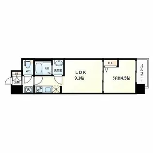 プレサンスOSAKA東成中本ハーヴィル【4階】の間取り