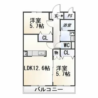 グリーンシティ竜美L【2階】の間取り