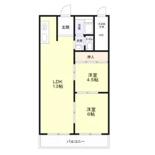 上之宮台ハイツ【4階】の間取り