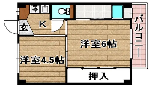ビレッジハウス萩庄1号棟【411号室】の間取り