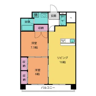 ゴールドハイツ渡辺【4階】の間取り