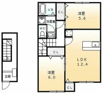 ボーシャルダンA【2階】の間取り