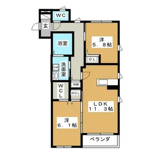 アンソレイユ【1階】の間取り