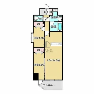 リファレンスリバービュー室見【3階】の間取り