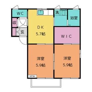 サニーハイツK A棟【2階】の間取り